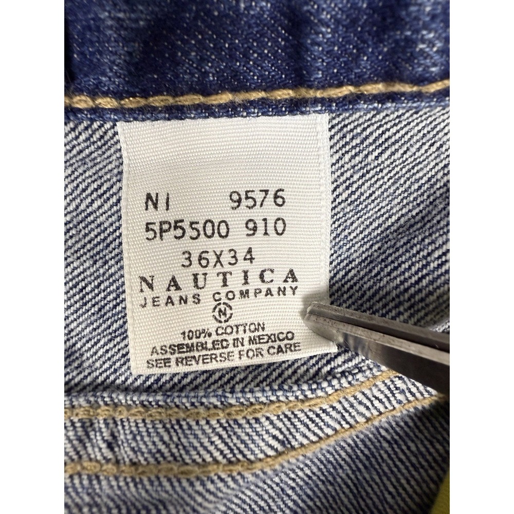 Nautica Jeans Co Mens 36x34 Blue Dark Wash Cotton Relaxed Baggy Denim - Picture 11 of 16